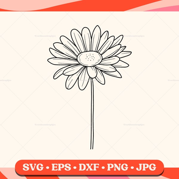 Daisy SVG | Daisy Flower | Daisy Vector | Hand Drawn | Daisy Clipart | Flower Shape | SVG files for Cricut | Silhouette | Instant Download