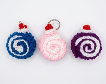 Crochet Keychain Pattern PDF | Amigurumi Instant Download | Cake Roll Swiss Roll Keychain | Cute Dessert Bag Charm