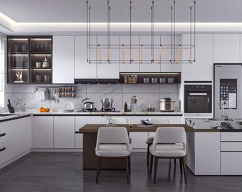 Diseño de cocinas a medida, renderizado 3D, diseño de interiores