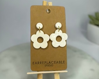 Retro Flower Earrings, Flower Dangle Earrings, MULTIPLE COLORS, Polymer Clay Earrings, Earrings for Spring, Earrings for Summer