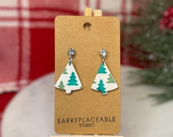 Christmas Tree Pattern Earrings, Christmas Earrings, Earrings for Christmas, Holiday Jewelry