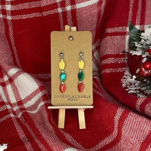 Christmas Light Earrings, Polymer Clay, Earrings for Christmas, Holiday Earrings