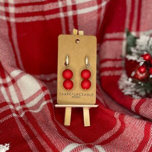 Christmas bead earrings, Polymer Clay, Earrings for Christmas, Holiday Earrings