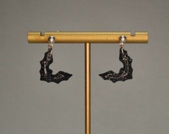 Bat Dangle Earrings, Halloween Earrings, Earrings for Fall, Polymer Clay
