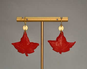 Maple Leaf Earrings, Earrings for Fall, Polymer Clay, Statement Earrings