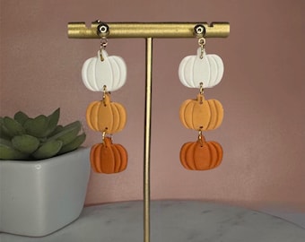 Pumpkin Earrings, Pumpkin Dangle Earrings, Polymer Clay, Statement Earrings, Fall Earring