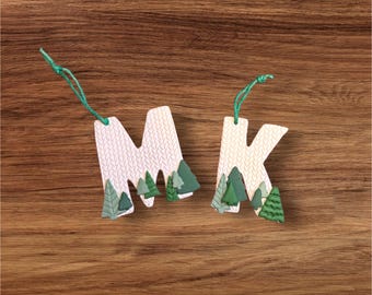 Knit Letter Christmas Ornament, Initial Christmas Ornament, Personalized Ornament, Custom Christmas Ornament, Handmade, Polymer Clay