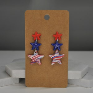 Patriotic Earrings, Red White & Blue Earrings, 4th of July Earrings
