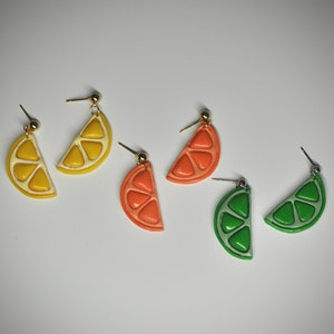 Citrus Slice Earrings (Lemon, Lime, Orange), Fruit Earrings, Earrings for Summer