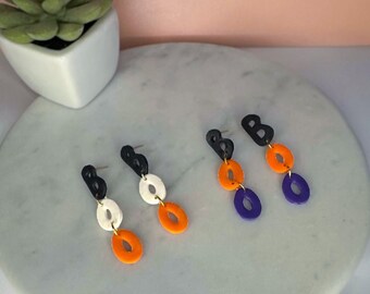 Boo Earrings, Boo Dangle Earrings, handmade Polymer Clay, Statement Earrings, Halloween Earrings, Earrings for Halloween