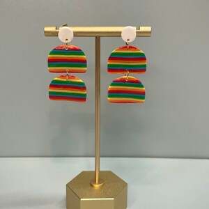Rainbow Stripe Dangle Earrings, Pride Earrings, LGBTQ Earrings, Earrings for Pride