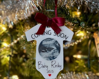 Personalized Sonogram Christmas Ornament, Custom Ultrasound Christmas Ornament, New Baby Christmas Ornament, Handmade Christmas Ornament