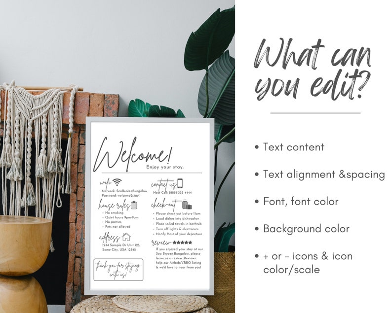 VRBO Sign, Airbnb / Vrbo Rental Signs, Vrbo Guide, Wifi