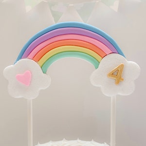 Rainbow Cake Topper, Pastel Rainbow Birthday, Rainbow Baby Shower, Keepsake Topper for Girl, Polymer Clay Rainbow, Non Edible Cake Decor