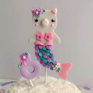 Mermaid Cat Cake Topper, Mercat Birthday, Nonedible Cat Cake Decoration, Merkitty Party, Under The Sea Party, Mermaid Kitty Centerpiece