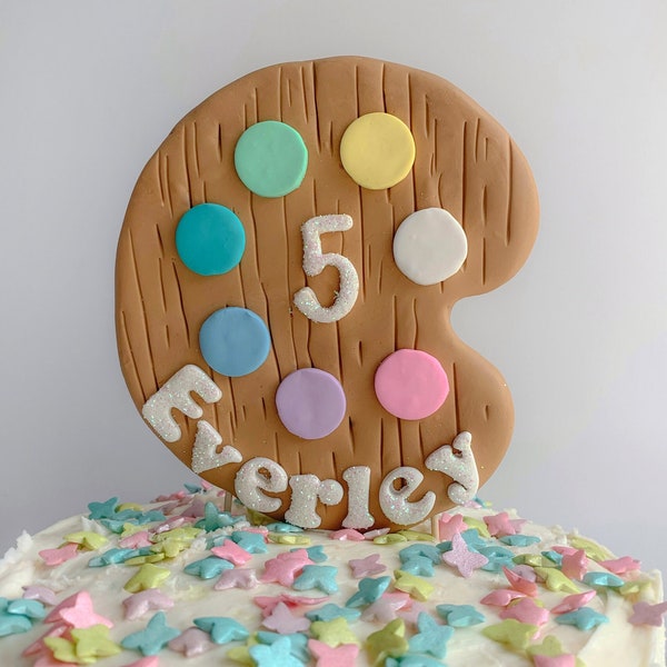 Paint Palette Cake Topper, Art Party Cake Decoration, Nonedible, Personalized Paint Party Cake Topper for Girl or Boy, Artist Birthday Party