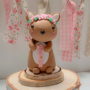 Woodland Animal Cake Topper, Squirrel Cake Topper, Woodland Baby Shower, Baby&#39;s 1st Birthday, Polymer Clay Squirrel Figurine, Non Edible