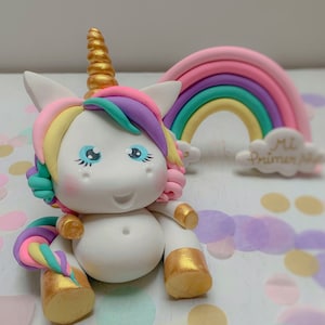 Unicorn and Rainbow Cake Decorations, Nonedible, Rainbow Unicorn Birthday, Personalized Rainbow Cake Topper For Girl, Unicorn Figurine