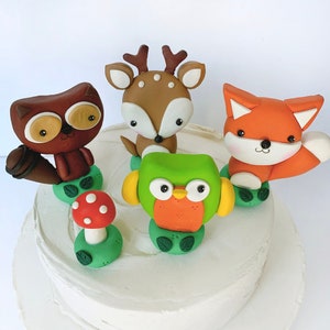 Woodland Animals Cake Toppers, Gender Neutral baby Shower, Forest Animals Cake Decorations, Nonedible Cake Toppers, Baby&#39;s 1st Cake Toppers