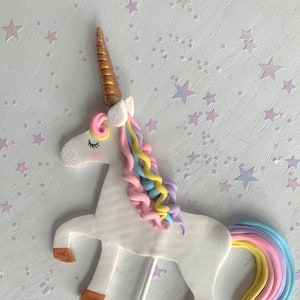 Einhorn Geburtstag Tortendeko, Regenbogen Einhorn Geburtstag, Einhorn Kuchen Dekoration, Pastell Einhorn Herzstück, Polymer Clay Einhorn