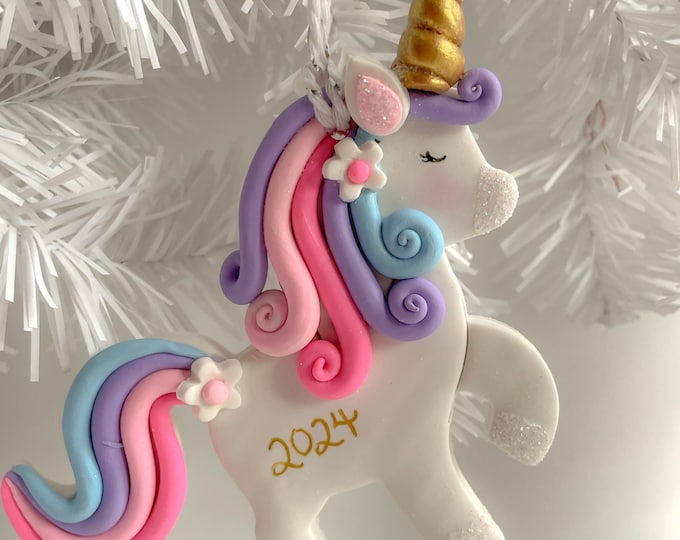 Personalized Unicorn Ornament, Christmas Ornament for Child, Polymer ...