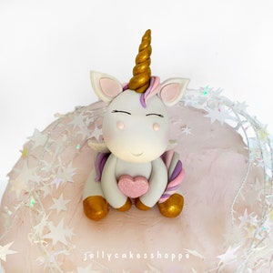 Rainbow Unicorn Cake Topper, Non Edible Cake Topper, Rainbow Unicorn Birthday, Keepsake Cake Topper For Girl, Polymer Clay Unicorn Topper