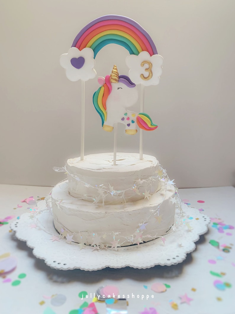 Rainbow unicorn cake topper non edible cake topper rainbow etsy