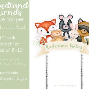 Gender Neutral Baby Shower Cake Topper, Woodland Animals, Personalized ...