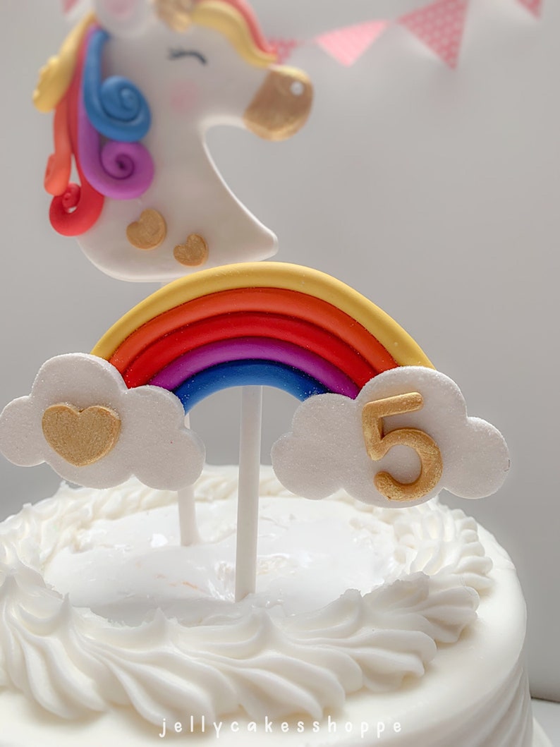 Rainbow Unicorn Cake Topper Non Edible Cake Topper Rainbow - Etsy