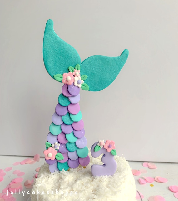 FIGURINE DECOR DE GATEAU,HB Cake Topper A--Décoration De Gâteau Sirène Sous La Mer, Drapeaux De