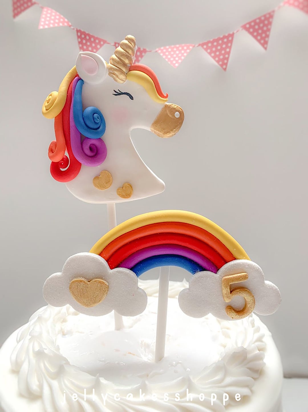Rainbow Unicorn Cake Topper, Non Edible Cake Topper, Rainbow Unicorn ...