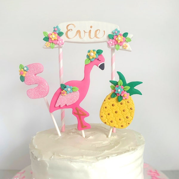 Flamingo Cake Topper, Non Edible Cake Topper, Pink Flamingo Birthday, Keepsake Cake Topper, Polymer Clay Flamingo, Summer Party Decor