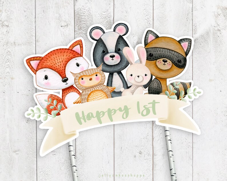 Gender Neutral Baby Shower Cake Topper, Woodland Animals, Personalized ...