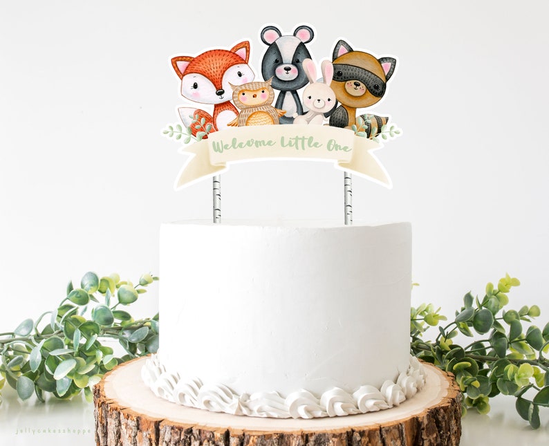 Gender Neutral Baby Shower Cake Topper, Woodland Animals, Personalized ...