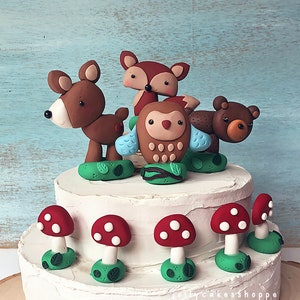 Woodland Animals Cake Decorations, Forest Animals Cake Toppers, Woodland Baby Shower, Gender Neutral Cake Decor, Nonedible Animal Toppers
