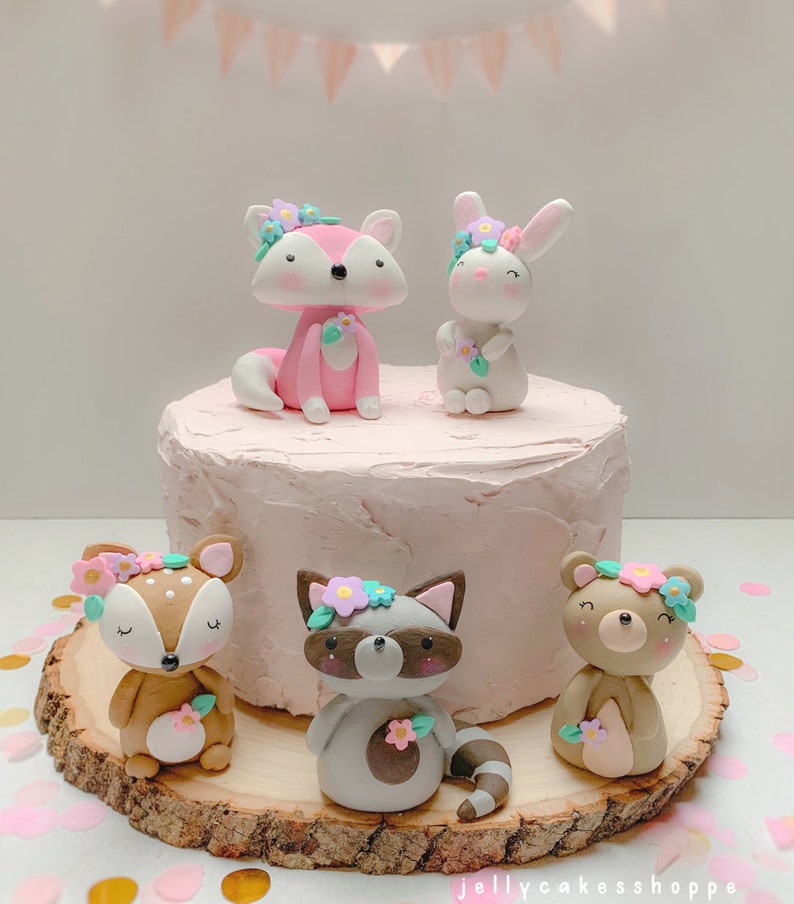 Woodland Animals Cake Topper for Girl, Woodland Baby Shower, Baby's 1st ...