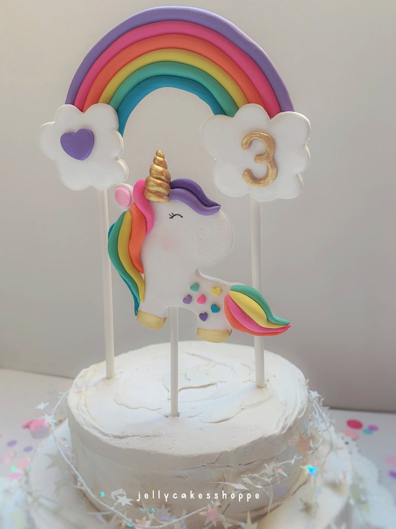Rainbow unicorn cake topper non edible cake topper rainbow etsy