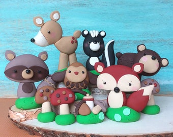 Forest Animals Cake Toppers, Woodland Animals Cake Decorations, Gender Neutral Woodland Baby Shower, Nonedible Cake Toppers, Baby's 1st