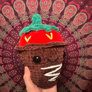 Strawberry Plushie, Chocolate Covered Strawberry Plushie, Amigurumi, Valentine’s day gift, Cute Gift Ideas, Strawberry