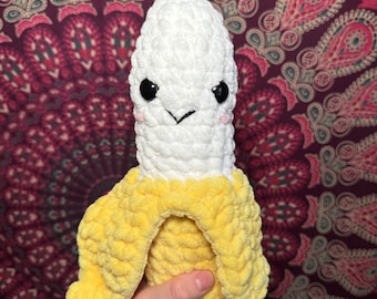 Handgjord virkad bananplysch, kawaii fruktamigurumi