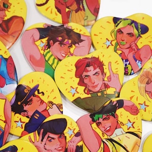 jjba jojo's bizarre adventure buttons 2.25" ft. almost all characters