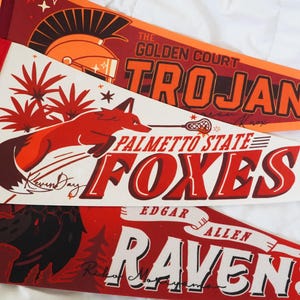 aftg teams felt sports pennants (foxes, ravens, & trojans)