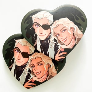 Botones de corazón de 2,25" de Aegon & Aemond