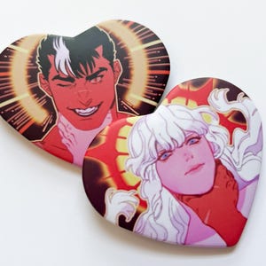 berserk guts & griffith choking 2.25&quot; heart buttons