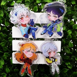 nge kids keychains 2.5&quot; ft. asuka, kaworu, shinji & rei