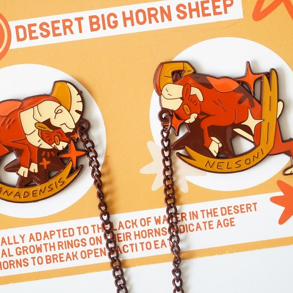 big horn sheep 10" chain enamel pin