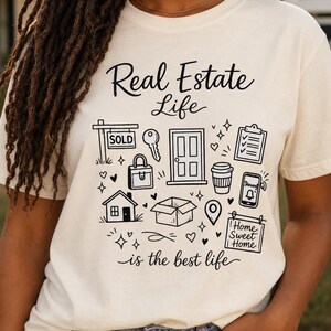 不動産ライフの落書きTシャツ｜不動産業者の住宅購入アイコン、売却済みサインTシャツ
