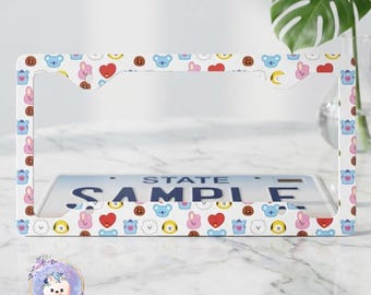 Bt21 Metal License Plate Frame, Bt21, Bts, Kpop License Plate