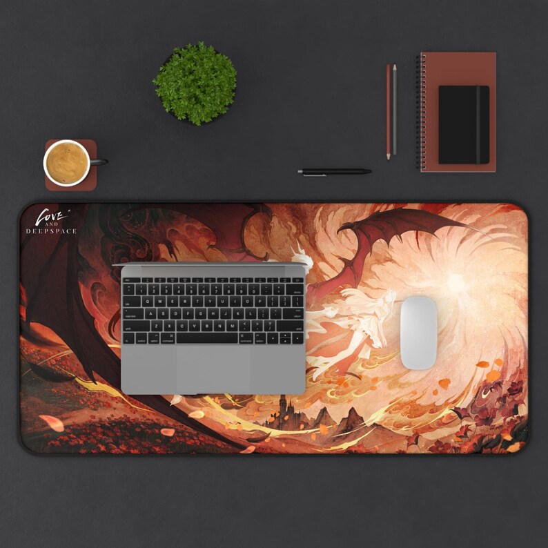 Tapis de bureau Love and Deepspace, love and deepspace, otome, rafayel, sylus, caleb, zayne, xavier, anime, kawaii, gamer, final fantasy, lads, 16" × 32"