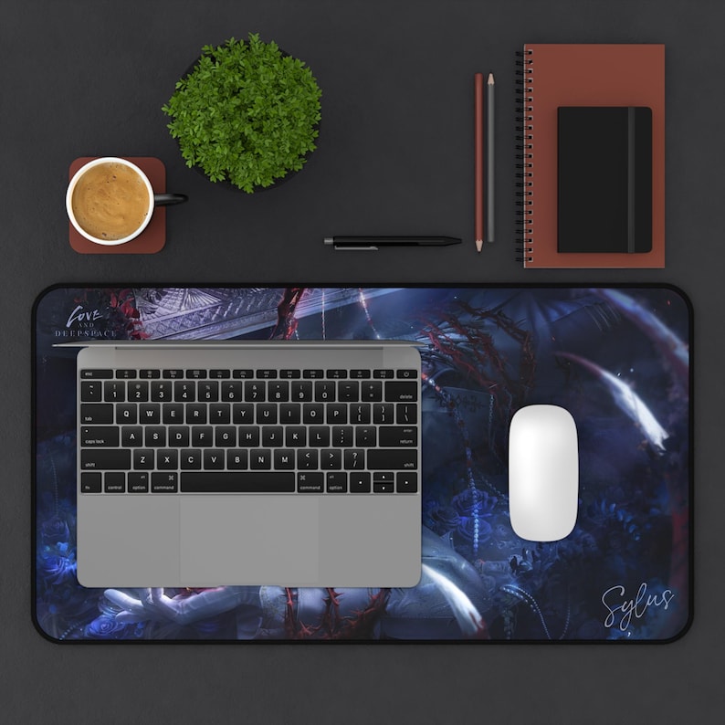 Love and Deepspace Desktop Pad, love and deepspace, otome, sylus, anime, kawaii, sylus dragon, gaming, rpg, lads, sylus lads, mouse pad, 12" × 22"